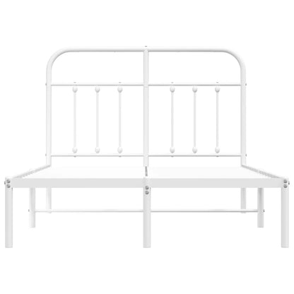 White Metal Bed Frame with Headboard, 120x200cm, No Mattress