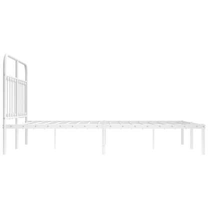 White Metal Bed Frame with Headboard 140x190cm - No Mattress