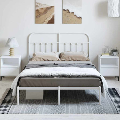 White Metal Bed Frame with Headboard 150x200cm - Sturdy & Stylish