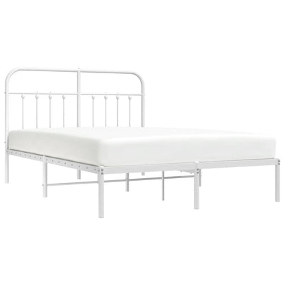 White Metal Bed Frame with Headboard 150x200cm - Sturdy & Stylish