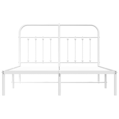 White Metal Bed Frame with Headboard 150x200cm - Sturdy & Stylish