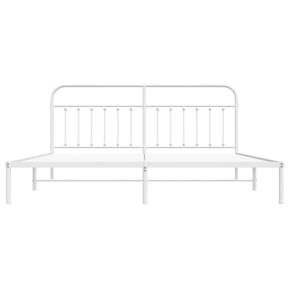 White Metal Bed Frame with Headboard 200x200cm - No Mattress