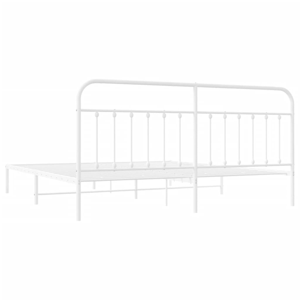 White Metal Bed Frame with Headboard 200x200cm - No Mattress
