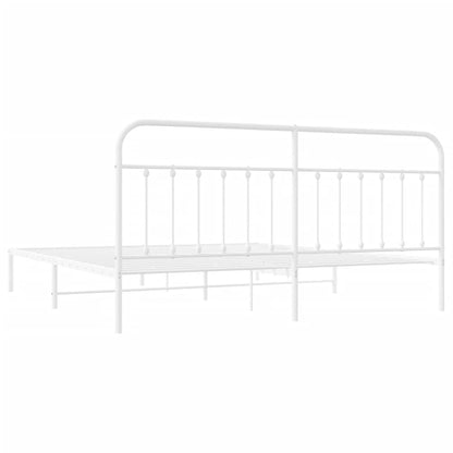 White Metal Bed Frame with Headboard 200x200cm - No Mattress