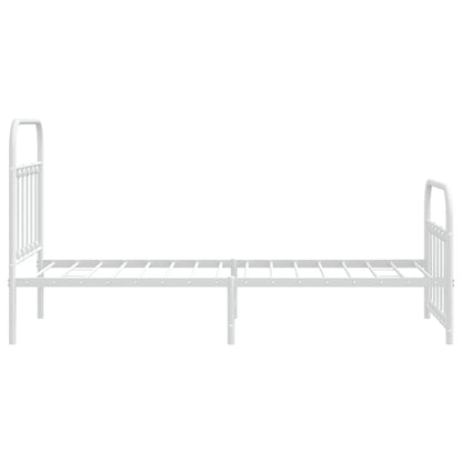 White Metal Bed Frame with Footboard, 90x190cm - No Mattress Included