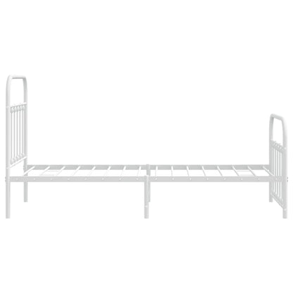 White Metal Bed Frame with Footboard 90x200cm - No Mattress