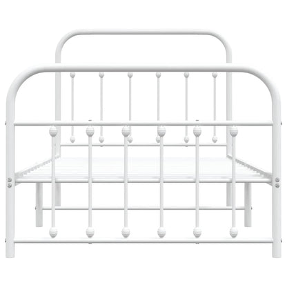 White Metal Bed Frame 100x190cm with Footboard - No Mattress Included