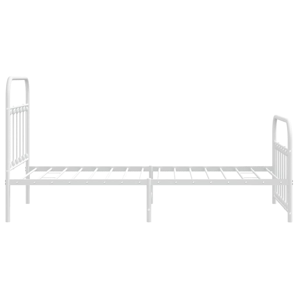 White Metal Bed Frame 100x190cm with Footboard - No Mattress Included