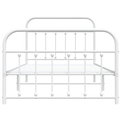 White Metal Bed Frame with Footboard, 100x200cm - No Mattress