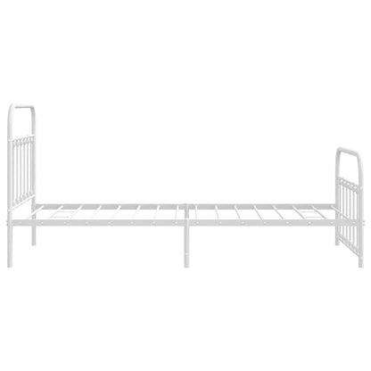 White Metal Bed Frame with Footboard, 100x200cm - No Mattress