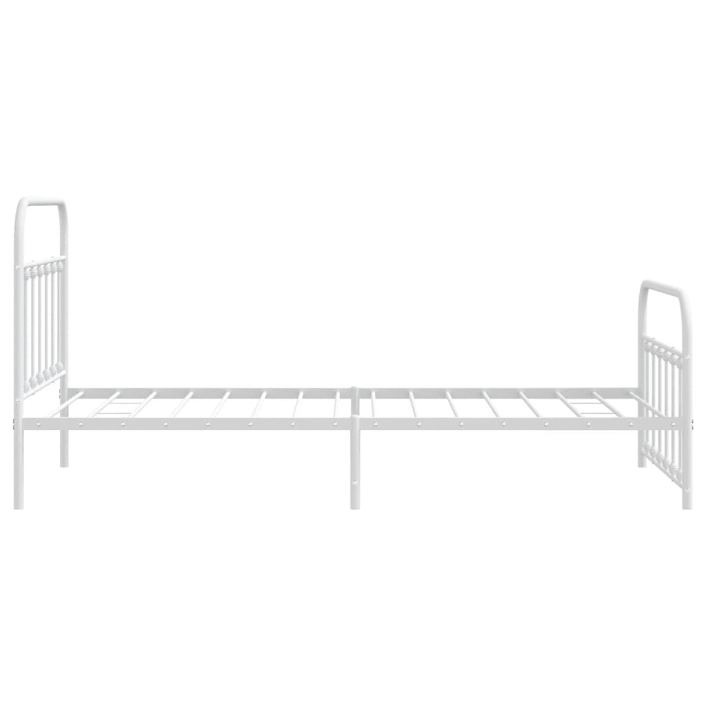 White Metal Bed Frame with Footboard - Durable 107x203cm Design