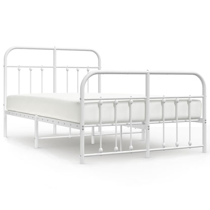 White Metal Bed Frame with Footboard 120x190cm - No Mattress