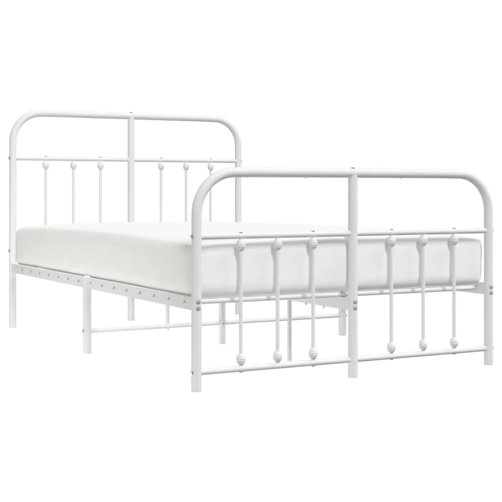 White Metal Bed Frame with Footboard 120x190cm - No Mattress
