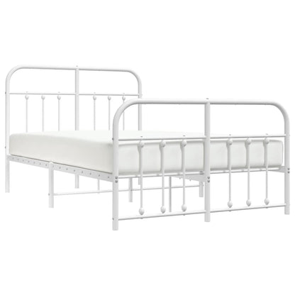White Metal Bed Frame with Footboard 120x190cm - No Mattress