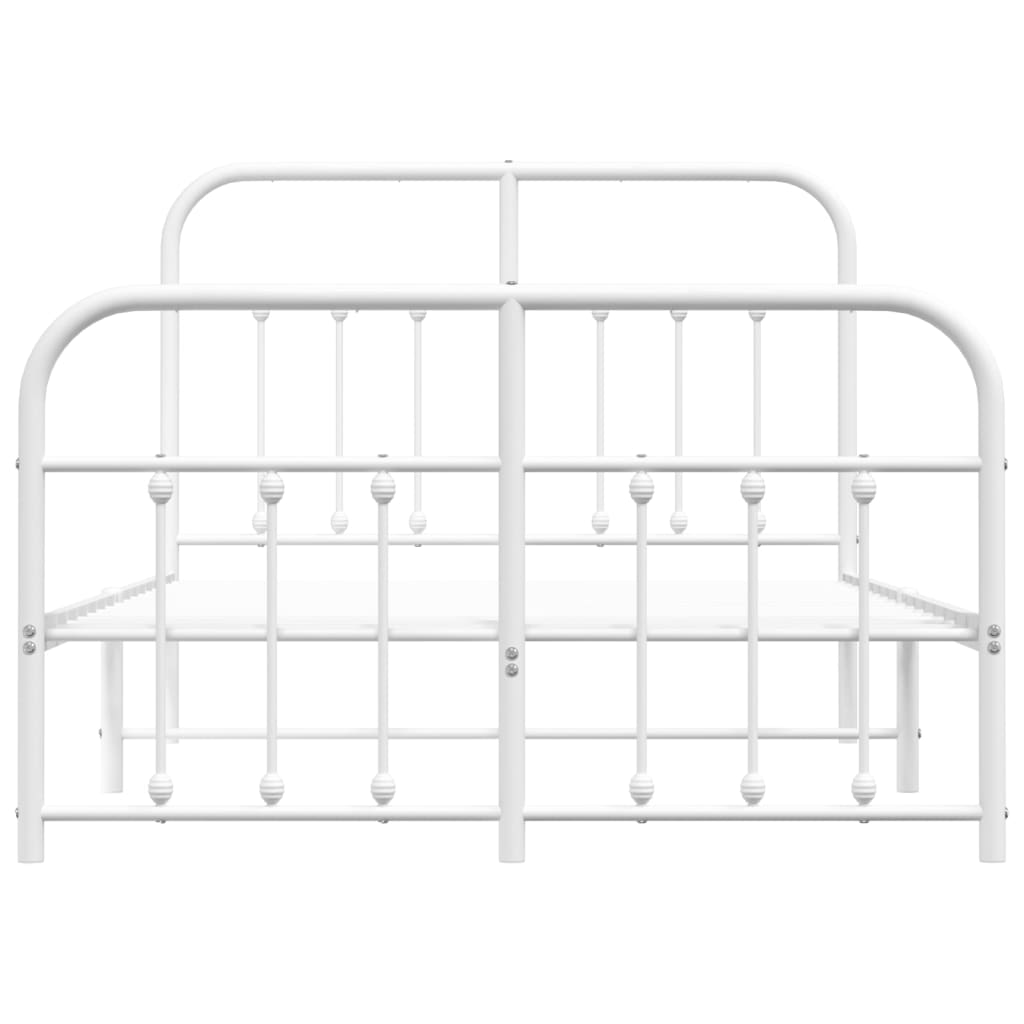 White Metal Bed Frame with Footboard 120x190cm - No Mattress