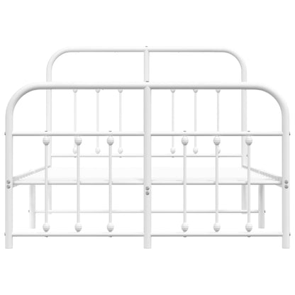 White Metal Bed Frame with Footboard 120x190cm - No Mattress