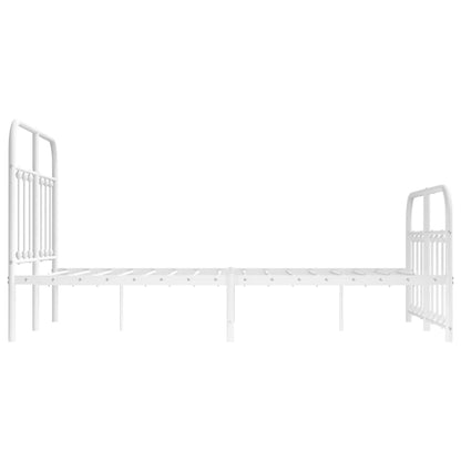 White Metal Bed Frame with Footboard 120x190cm - No Mattress