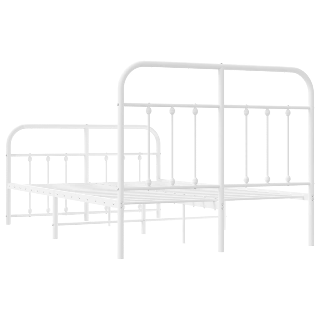 White Metal Bed Frame with Footboard 120x190cm - No Mattress