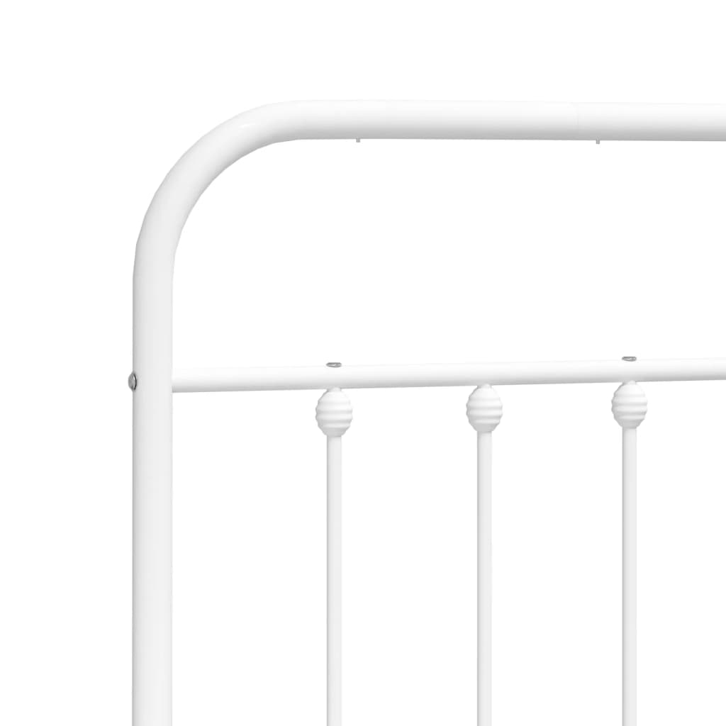 White Metal Bed Frame with Footboard 120x190cm - No Mattress