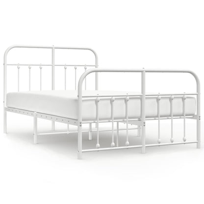 White Metal Bed Frame with Footboard, 120x200cm - No Mattress