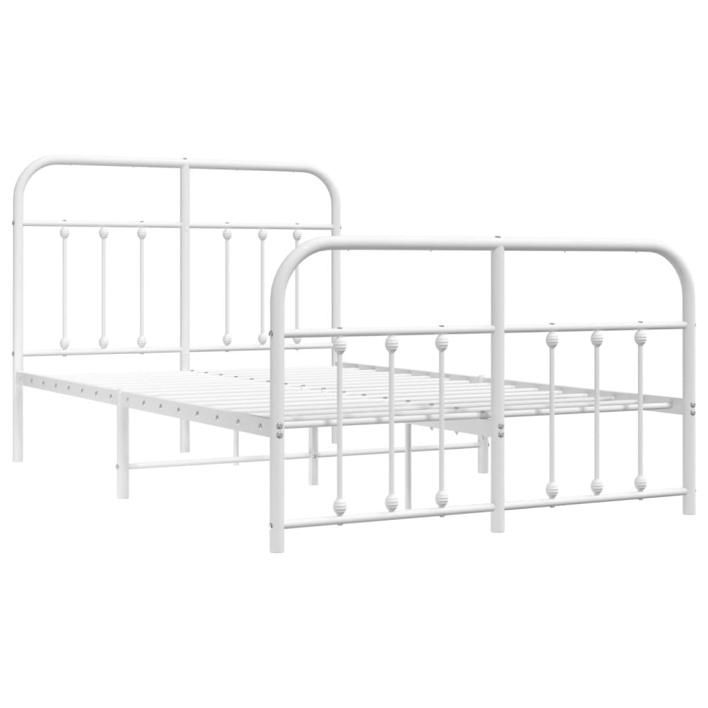 White Metal Bed Frame with Footboard, 120x200cm - No Mattress