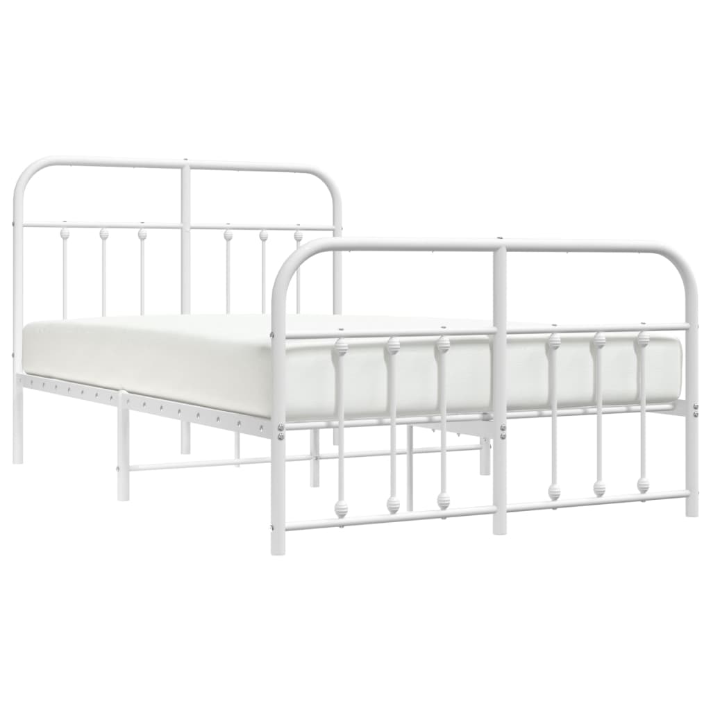 White Metal Bed Frame with Footboard, 120x200cm - No Mattress