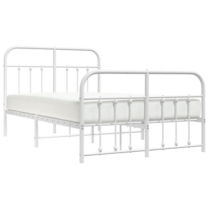White Metal Bed Frame with Footboard, 120x200cm - No Mattress