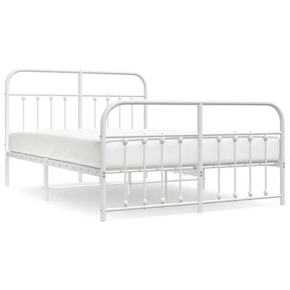 White Metal Bed Frame with Footboard - 135x190cm (No Mattress)