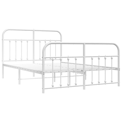 White Metal Bed Frame with Footboard - 135x190cm (No Mattress)