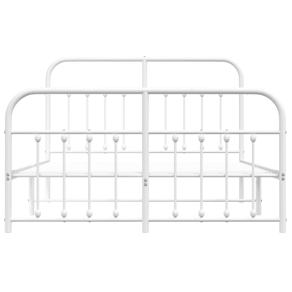 White Metal Bed Frame with Footboard - 135x190cm (No Mattress)