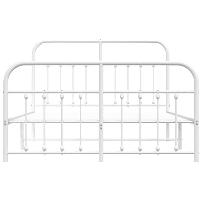 White Metal Bed Frame with Footboard - 135x190cm (No Mattress)