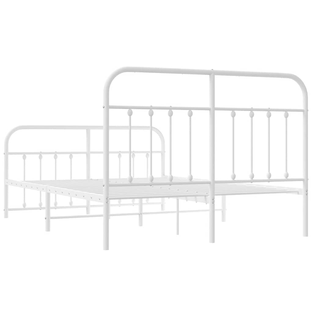 White Metal Bed Frame with Footboard - 135x190cm (No Mattress)