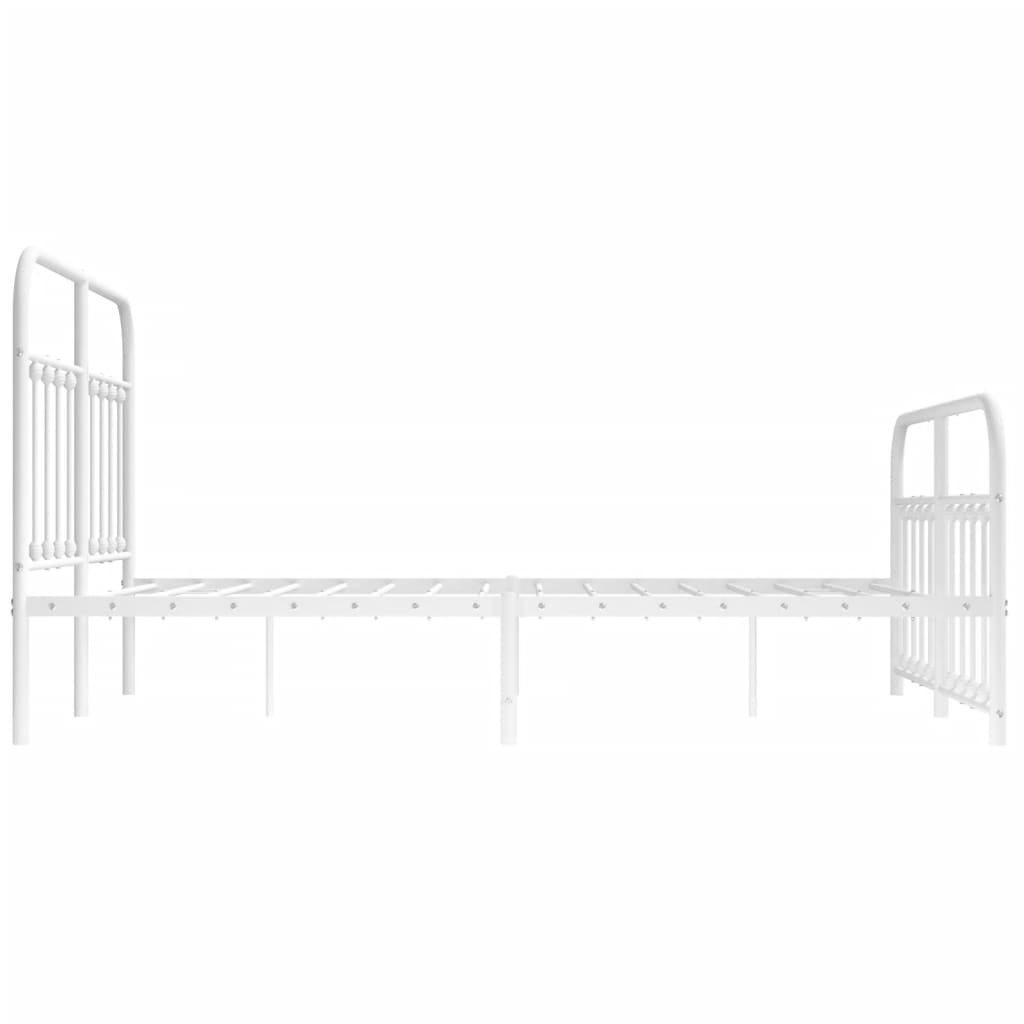 White Metal Bed Frame with Footboard 140x190cm - No Mattress Included