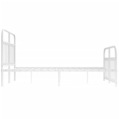 White Metal Bed Frame with Footboard 140x190cm - No Mattress Included