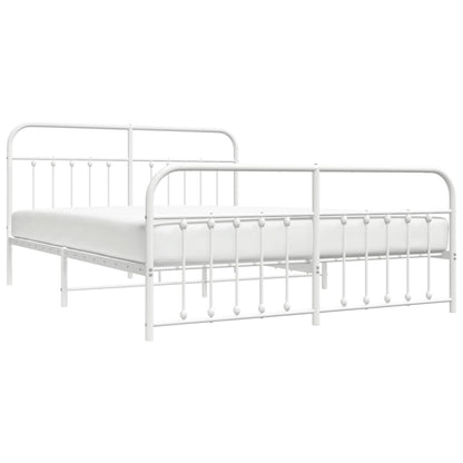White Metal Bed Frame 160x200cm with Footboard - No Mattress Included