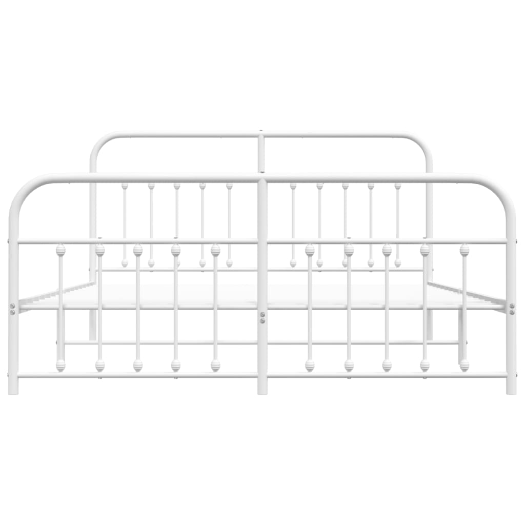 White Metal Bed Frame 160x200cm with Footboard - No Mattress Included