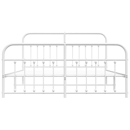 White Metal Bed Frame 160x200cm with Footboard - No Mattress Included