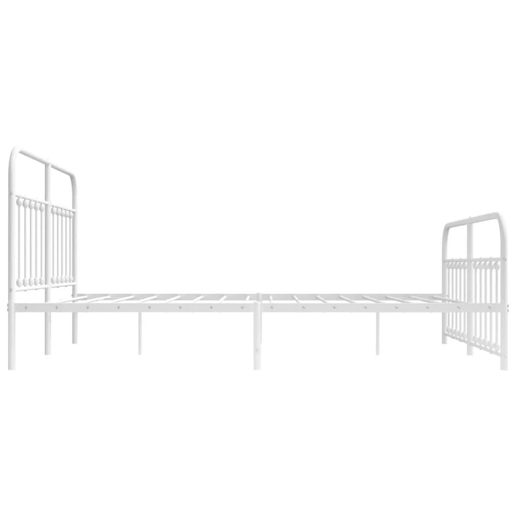 White Metal Bed Frame 160x200cm with Footboard - No Mattress Included