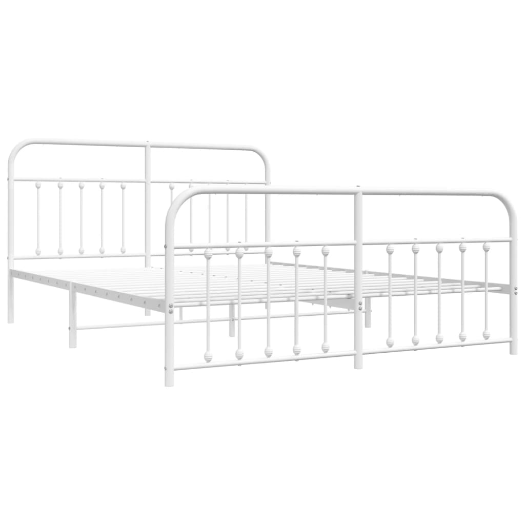 White Metal Bed Frame with Footboard 180x200cm - No Mattress