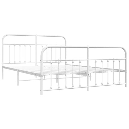 White Metal Bed Frame with Footboard 180x200cm - No Mattress