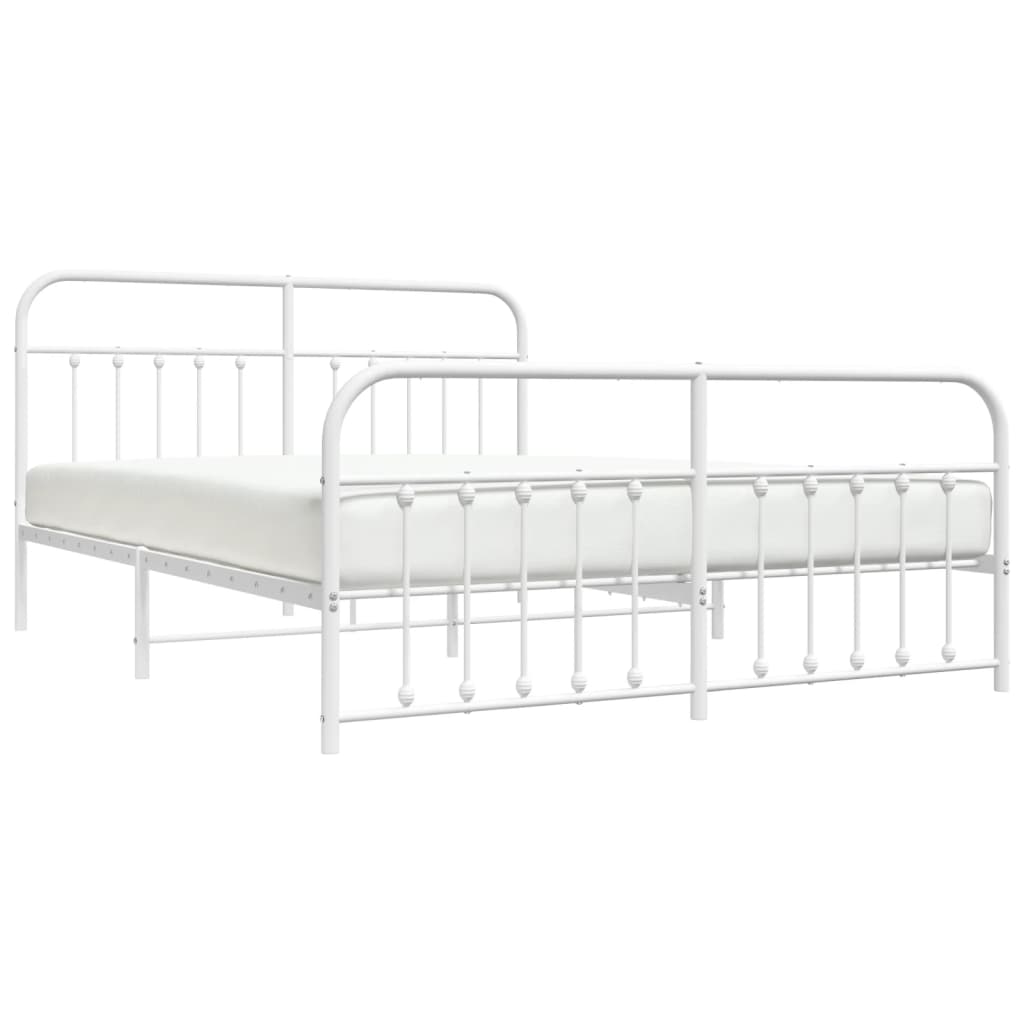 White Metal Bed Frame with Footboard 180x200cm - No Mattress