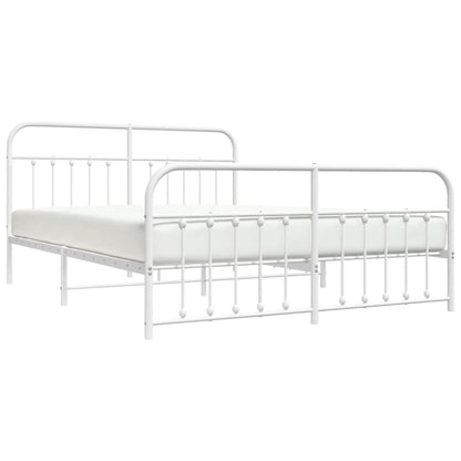 White Metal Bed Frame with Footboard 180x200cm - No Mattress