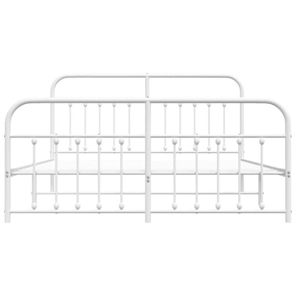 White Metal Bed Frame with Footboard 180x200cm - No Mattress