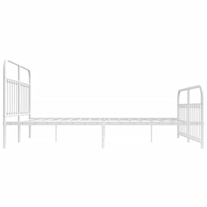 White Metal Bed Frame with Footboard 180x200cm - No Mattress