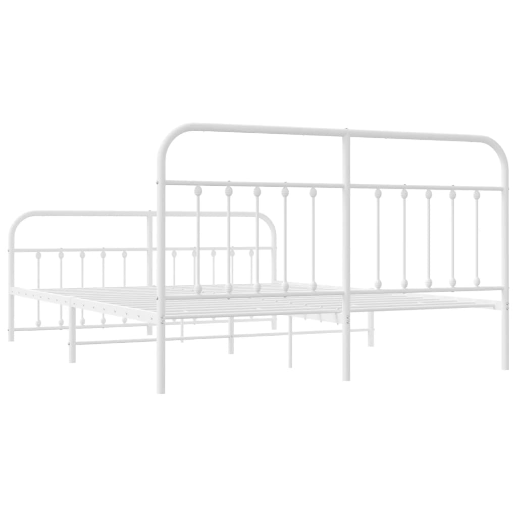 White Metal Bed Frame with Footboard 180x200cm - No Mattress