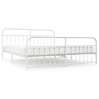 White Metal Bed Frame with Footboard 193x203cm - No Mattress