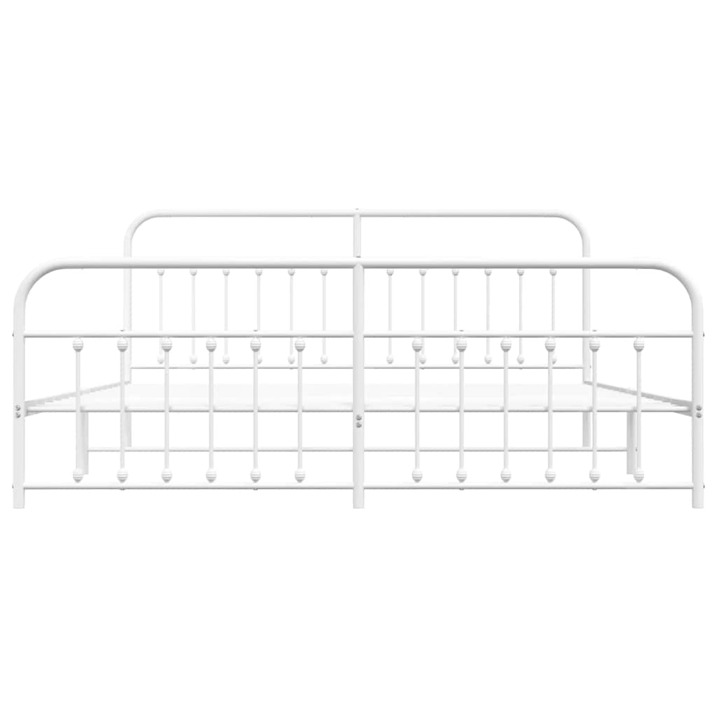 White Metal Bed Frame with Footboard 193x203cm - No Mattress