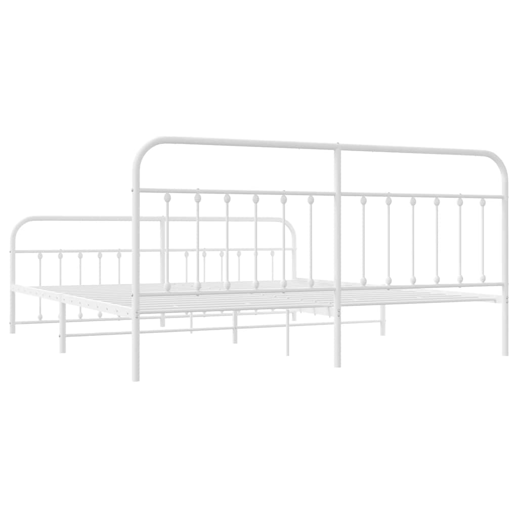 White Metal Bed Frame with Footboard 193x203cm - No Mattress