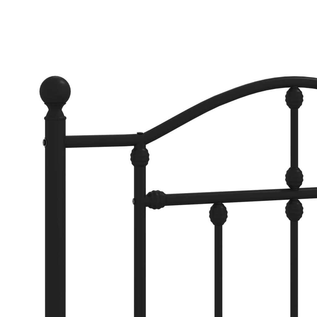 Sleek Black Metal Bed Frame with Headboard - 75x190cm