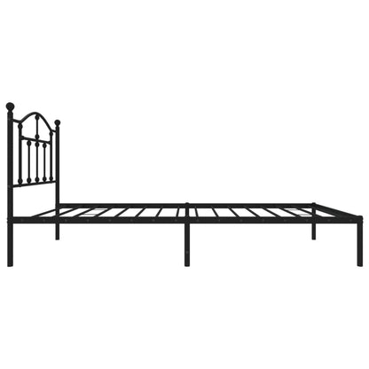 Black Metal Bed Frame with Headboard, 90x190cm, No Mattress Included